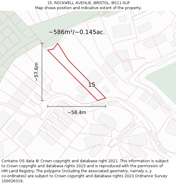 15, ROCKWELL AVENUE, BRISTOL, BS11 0UF: Plot and title map