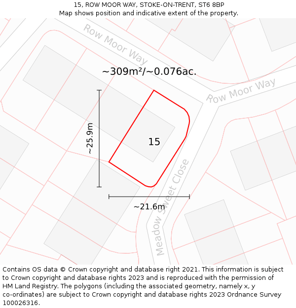 15, ROW MOOR WAY, STOKE-ON-TRENT, ST6 8BP: Plot and title map