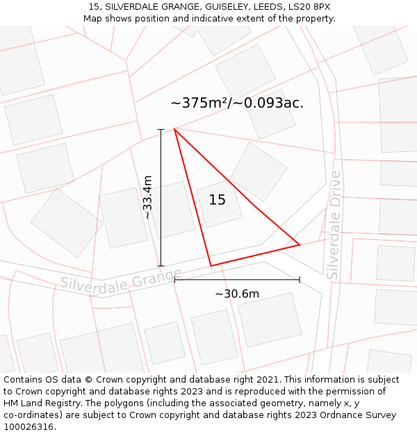 15, SILVERDALE GRANGE, GUISELEY, LEEDS, LS20 8PX: Plot and title map