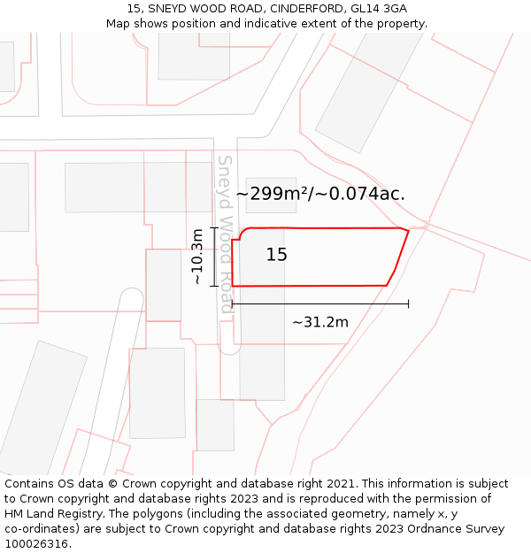 15, SNEYD WOOD ROAD, CINDERFORD, GL14 3GA: Plot and title map