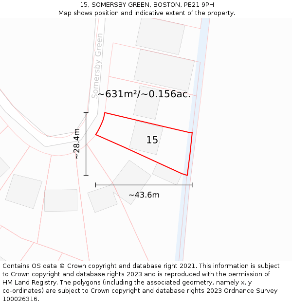 15, SOMERSBY GREEN, BOSTON, PE21 9PH: Plot and title map