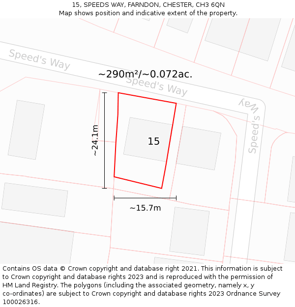 15, SPEEDS WAY, FARNDON, CHESTER, CH3 6QN: Plot and title map