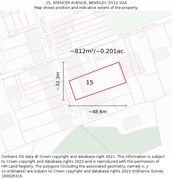 15, SPENCER AVENUE, BEWDLEY, DY12 1DA: Plot and title map