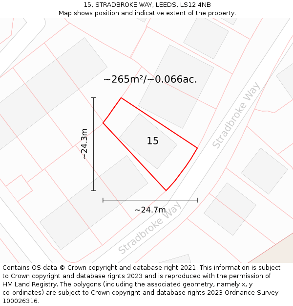 15, STRADBROKE WAY, LEEDS, LS12 4NB: Plot and title map