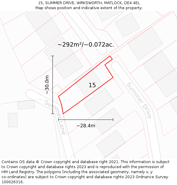 15, SUMMER DRIVE, WIRKSWORTH, MATLOCK, DE4 4EL: Plot and title map