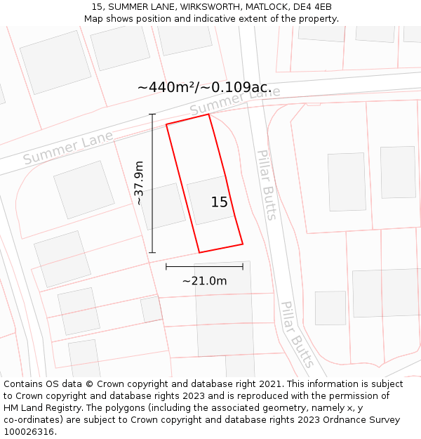 15, SUMMER LANE, WIRKSWORTH, MATLOCK, DE4 4EB: Plot and title map