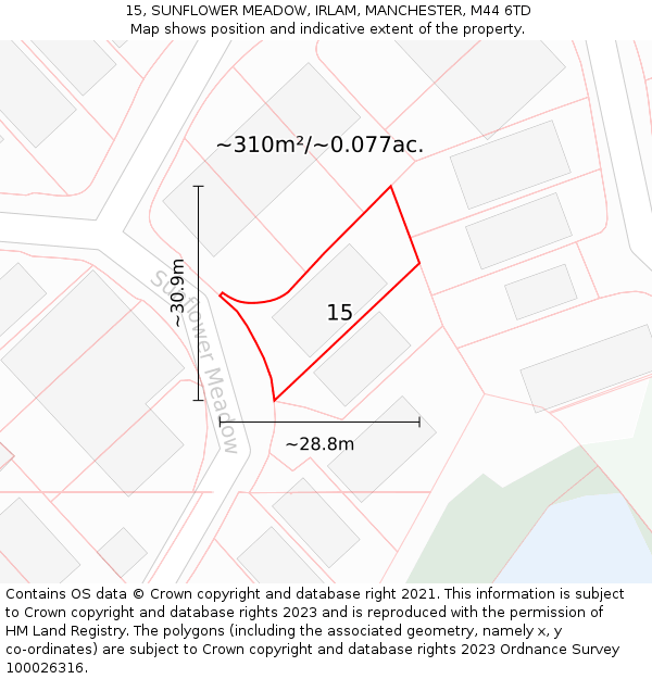 15, SUNFLOWER MEADOW, IRLAM, MANCHESTER, M44 6TD: Plot and title map