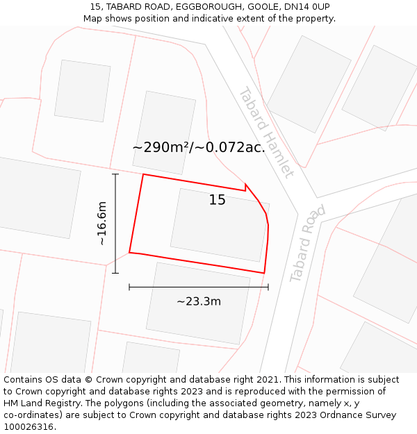 15, TABARD ROAD, EGGBOROUGH, GOOLE, DN14 0UP: Plot and title map