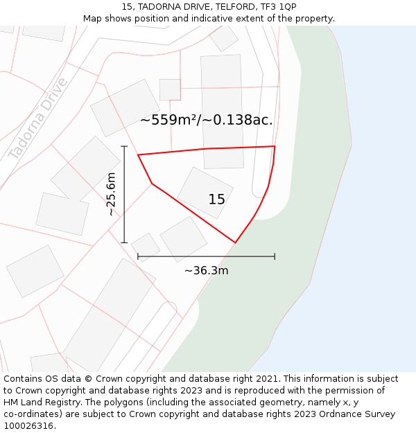 15, TADORNA DRIVE, TELFORD, TF3 1QP: Plot and title map