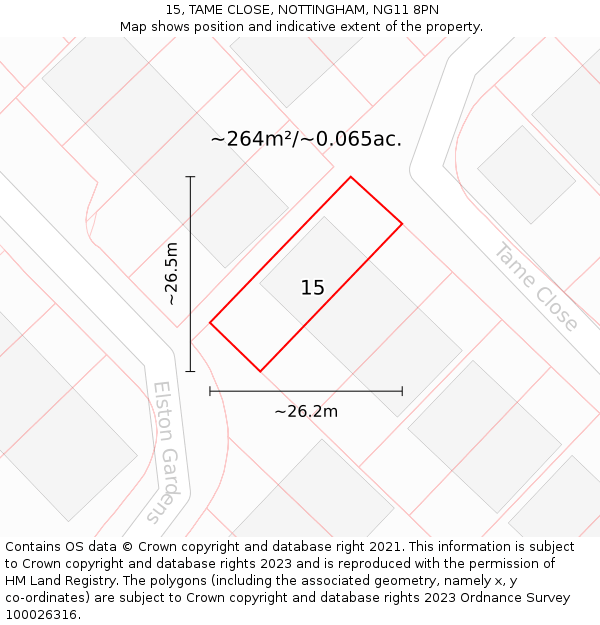 15, TAME CLOSE, NOTTINGHAM, NG11 8PN: Plot and title map