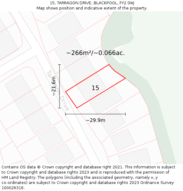 15, TARRAGON DRIVE, BLACKPOOL, FY2 0WJ: Plot and title map