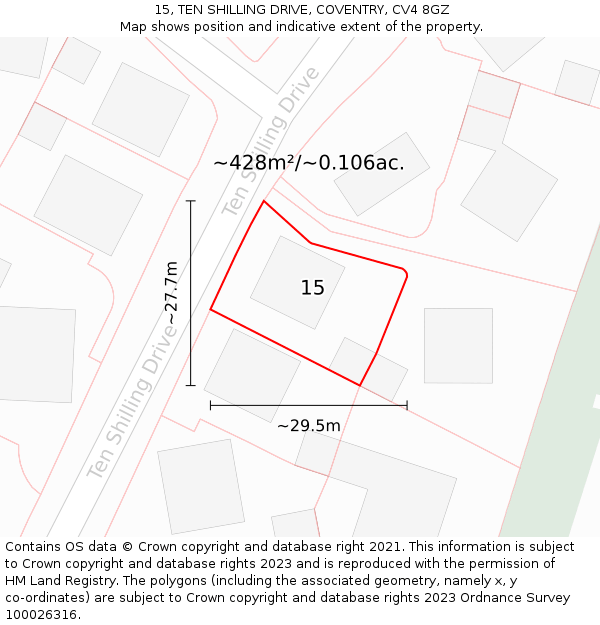 15, TEN SHILLING DRIVE, COVENTRY, CV4 8GZ: Plot and title map