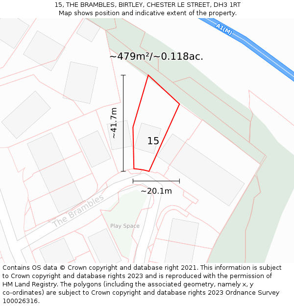 15, THE BRAMBLES, BIRTLEY, CHESTER LE STREET, DH3 1RT: Plot and title map