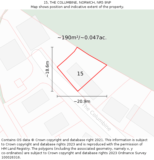 15, THE COLUMBINE, NORWICH, NR5 9NP: Plot and title map