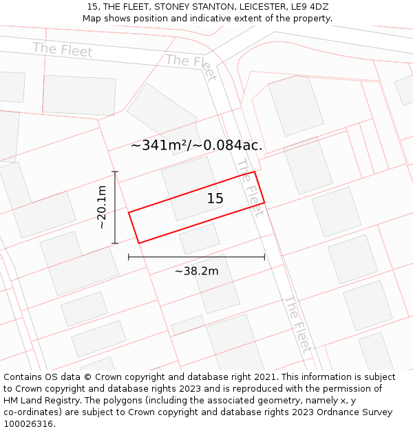 15, THE FLEET, STONEY STANTON, LEICESTER, LE9 4DZ: Plot and title map