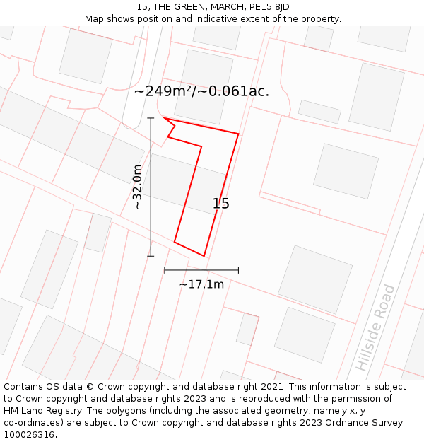 15, THE GREEN, MARCH, PE15 8JD: Plot and title map