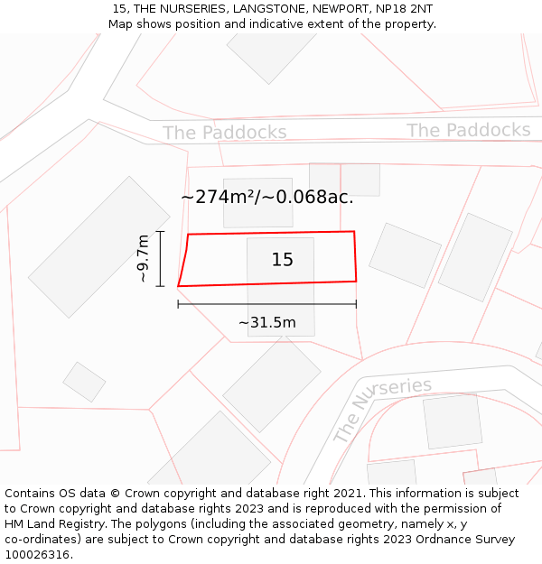 15, THE NURSERIES, LANGSTONE, NEWPORT, NP18 2NT: Plot and title map