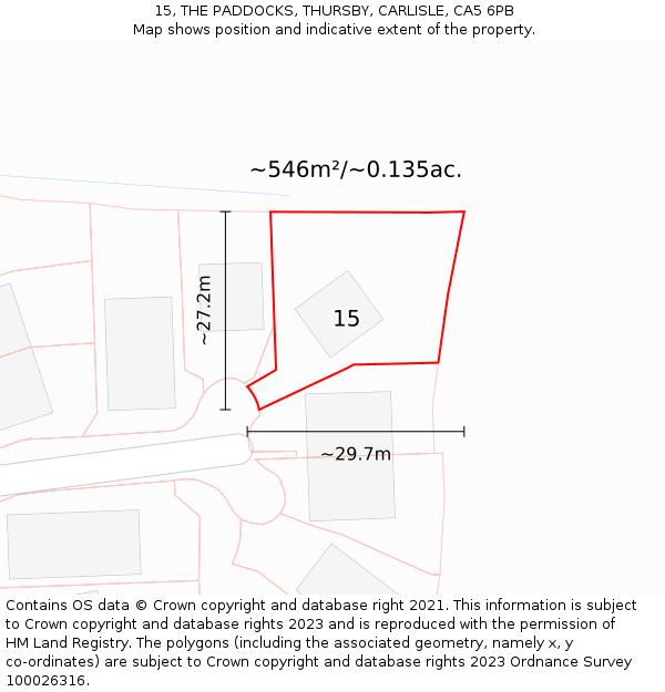 15, THE PADDOCKS, THURSBY, CARLISLE, CA5 6PB: Plot and title map