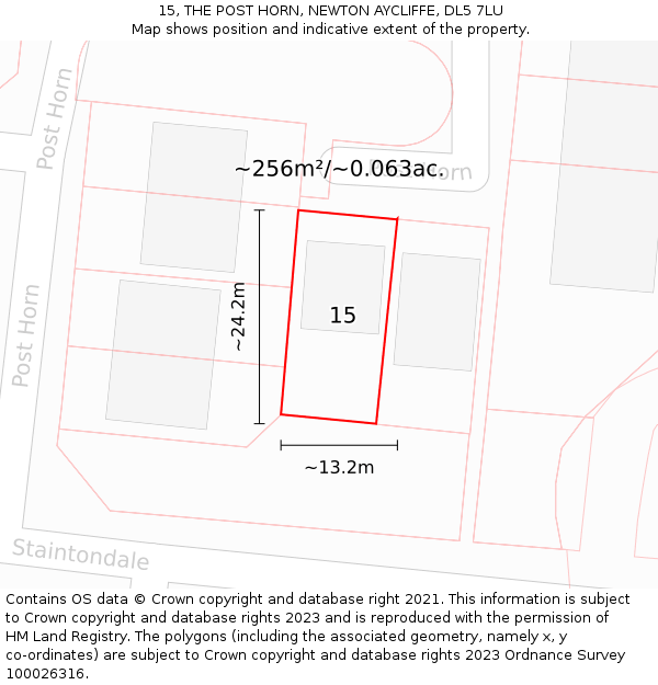 15, THE POST HORN, NEWTON AYCLIFFE, DL5 7LU: Plot and title map