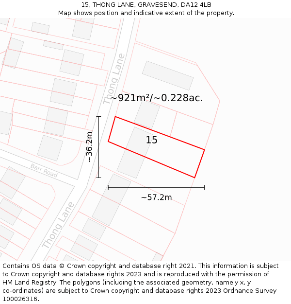 15, THONG LANE, GRAVESEND, DA12 4LB: Plot and title map