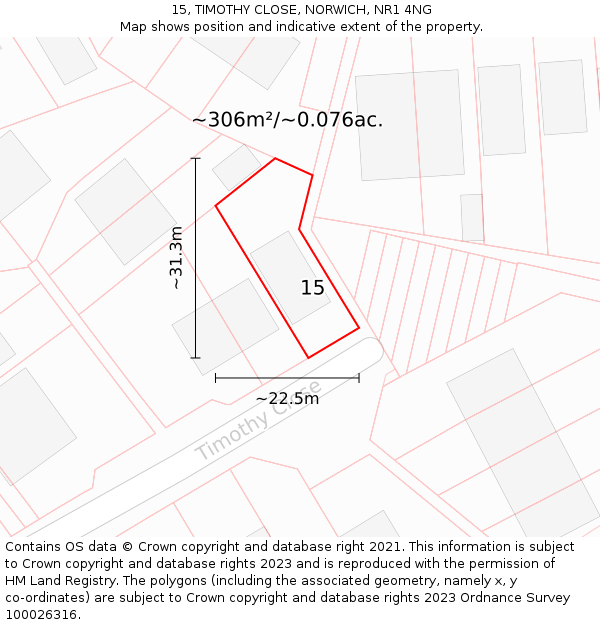 15, TIMOTHY CLOSE, NORWICH, NR1 4NG: Plot and title map