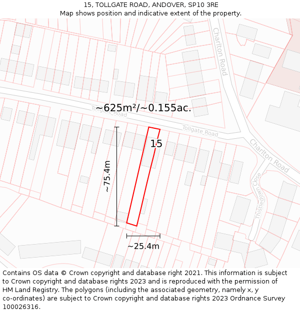 15, TOLLGATE ROAD, ANDOVER, SP10 3RE: Plot and title map