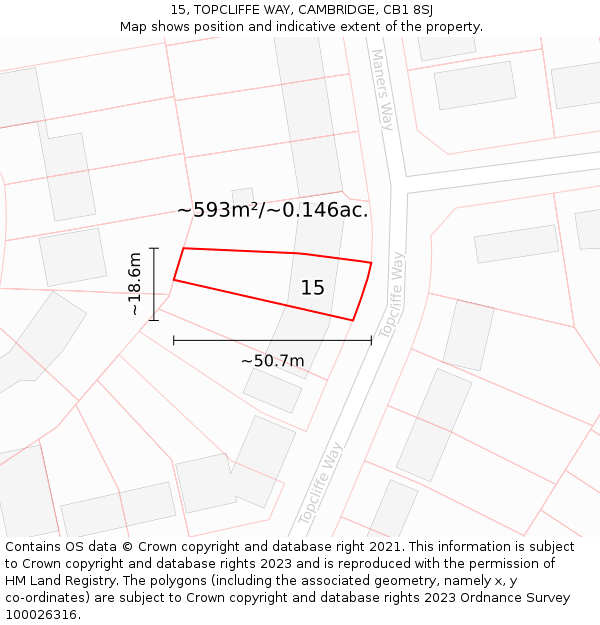 15, TOPCLIFFE WAY, CAMBRIDGE, CB1 8SJ: Plot and title map