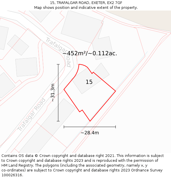 15, TRAFALGAR ROAD, EXETER, EX2 7GF: Plot and title map