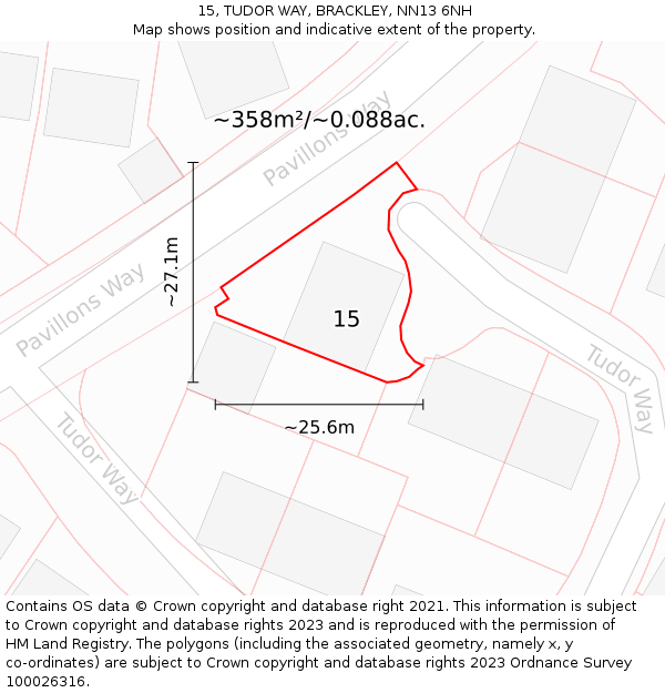 15, TUDOR WAY, BRACKLEY, NN13 6NH: Plot and title map