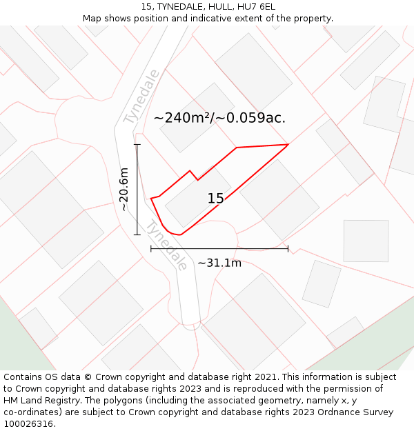 15, TYNEDALE, HULL, HU7 6EL: Plot and title map