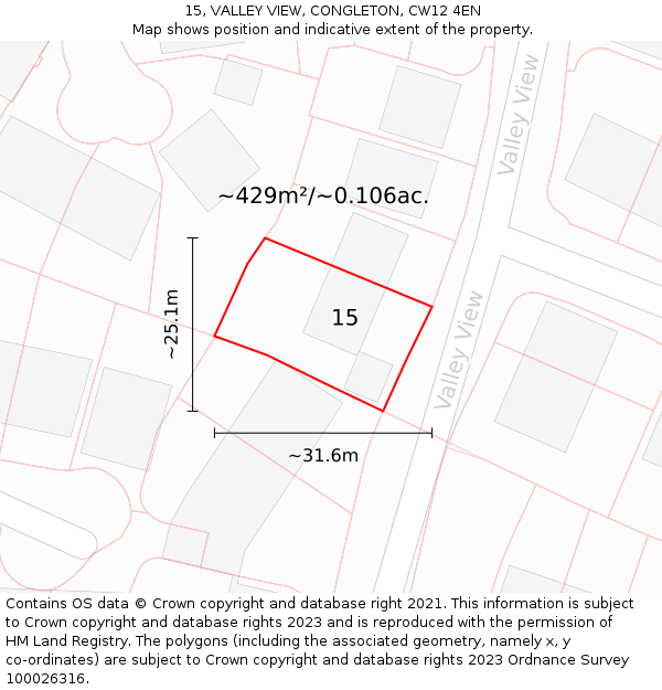 15, VALLEY VIEW, CONGLETON, CW12 4EN: Plot and title map