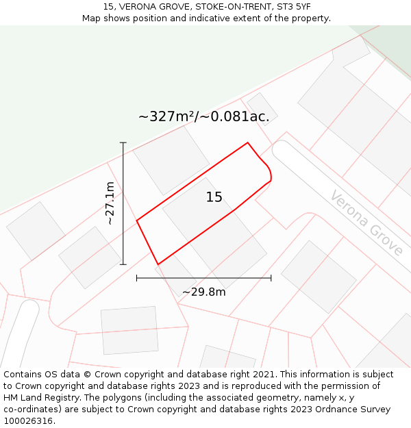 15, VERONA GROVE, STOKE-ON-TRENT, ST3 5YF: Plot and title map