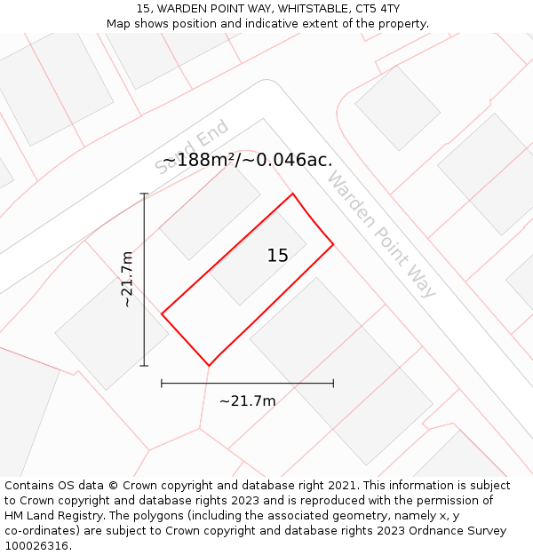 15, WARDEN POINT WAY, WHITSTABLE, CT5 4TY: Plot and title map