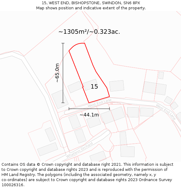 15, WEST END, BISHOPSTONE, SWINDON, SN6 8PX: Plot and title map