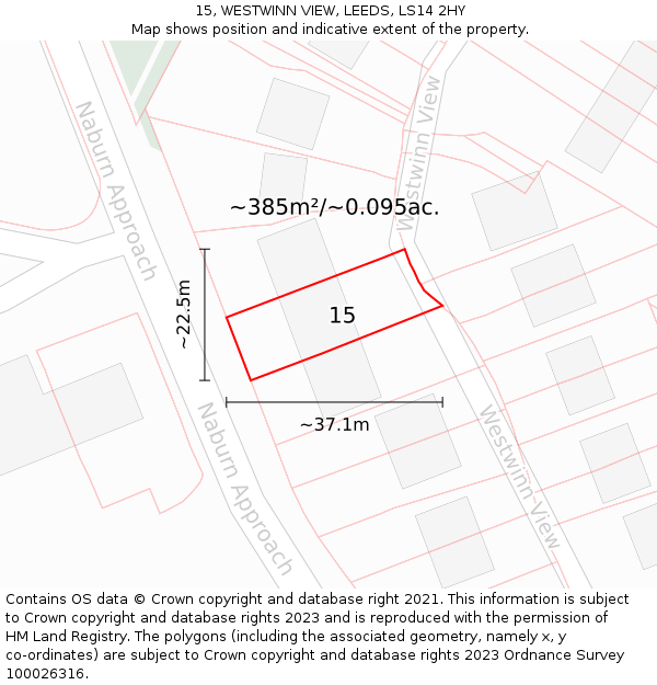 15, WESTWINN VIEW, LEEDS, LS14 2HY: Plot and title map