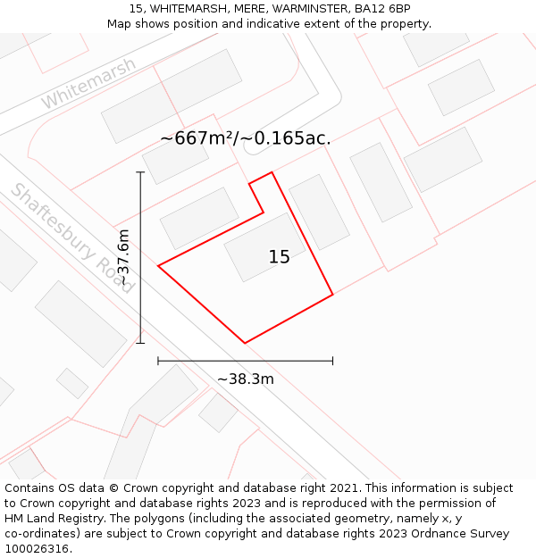 15, WHITEMARSH, MERE, WARMINSTER, BA12 6BP: Plot and title map