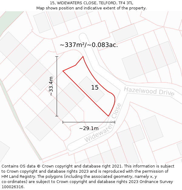 15, WIDEWATERS CLOSE, TELFORD, TF4 3TL: Plot and title map