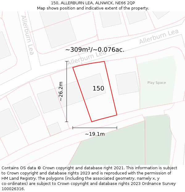 150, ALLERBURN LEA, ALNWICK, NE66 2QP: Plot and title map