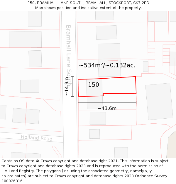 150, BRAMHALL LANE SOUTH, BRAMHALL, STOCKPORT, SK7 2ED: Plot and title map