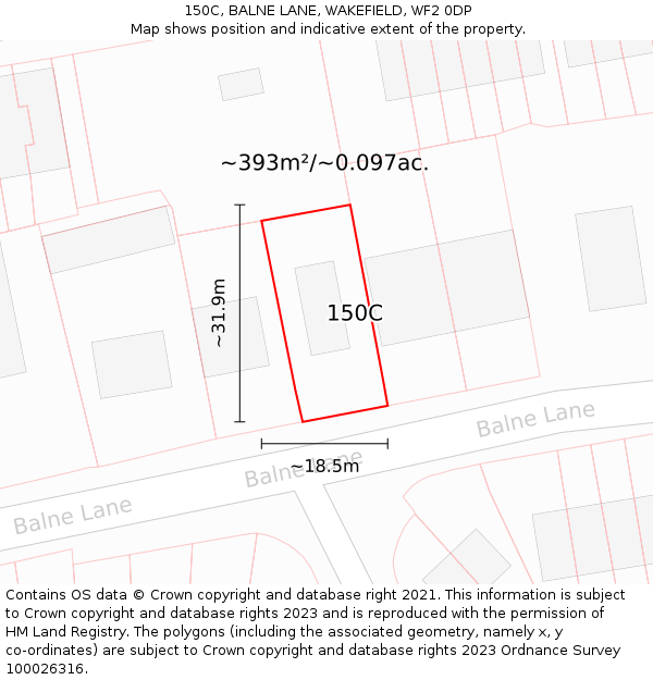 150C, BALNE LANE, WAKEFIELD, WF2 0DP: Plot and title map