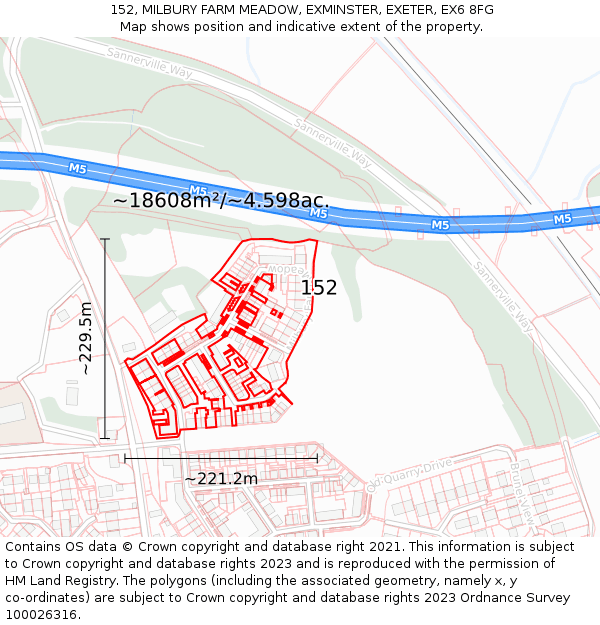 152, MILBURY FARM MEADOW, EXMINSTER, EXETER, EX6 8FG: Plot and title map