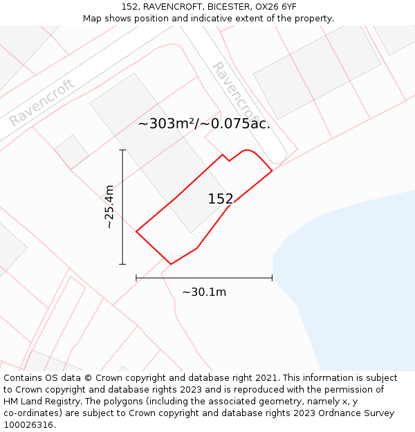 152, RAVENCROFT, BICESTER, OX26 6YF: Plot and title map