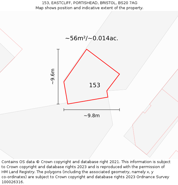 153, EASTCLIFF, PORTISHEAD, BRISTOL, BS20 7AG: Plot and title map
