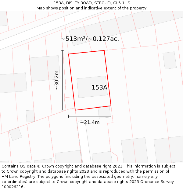 153A, BISLEY ROAD, STROUD, GL5 1HS: Plot and title map