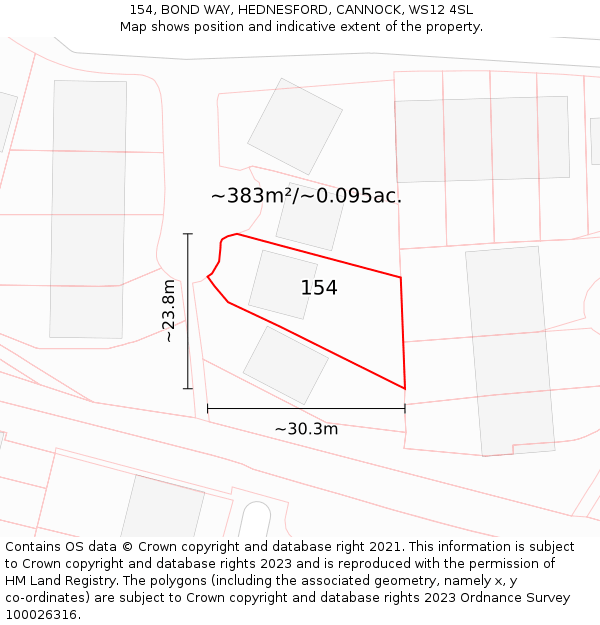 154, BOND WAY, HEDNESFORD, CANNOCK, WS12 4SL: Plot and title map