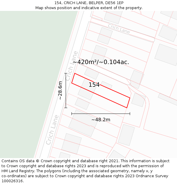 154, CRICH LANE, BELPER, DE56 1EP: Plot and title map