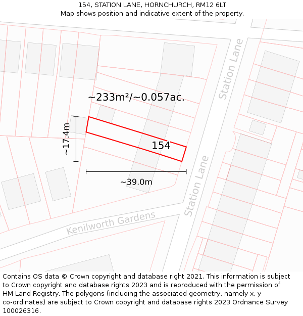154, STATION LANE, HORNCHURCH, RM12 6LT: Plot and title map