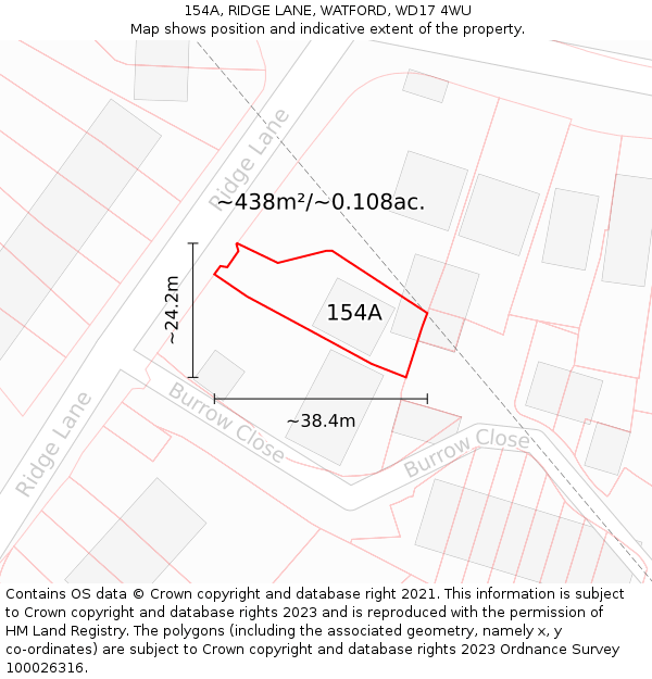 154A, RIDGE LANE, WATFORD, WD17 4WU: Plot and title map