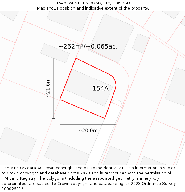 154A, WEST FEN ROAD, ELY, CB6 3AD: Plot and title map