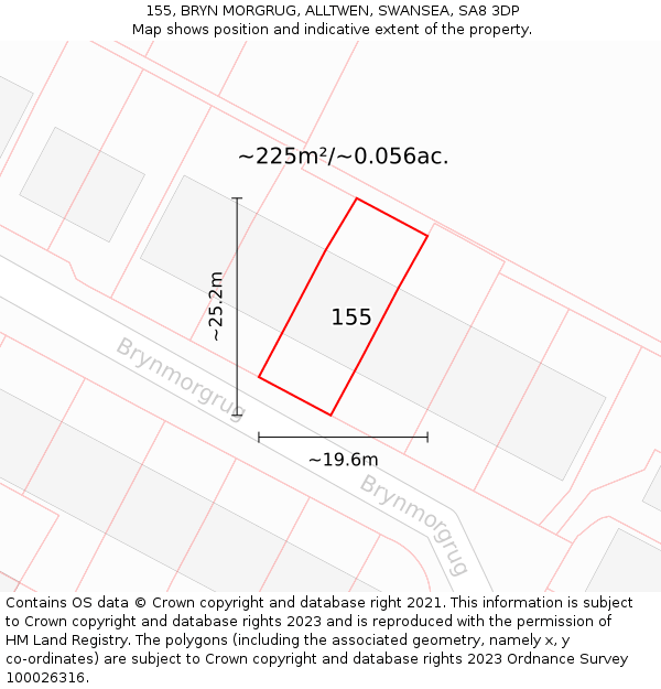 155, BRYN MORGRUG, ALLTWEN, SWANSEA, SA8 3DP: Plot and title map